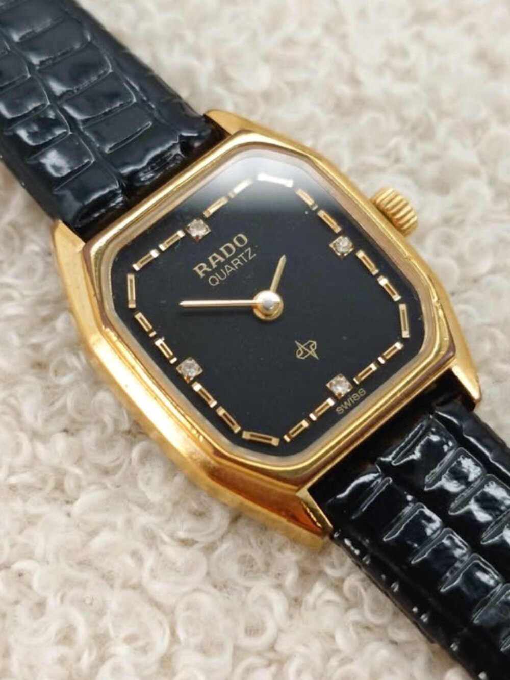 Rado Women's Quartz Watch 121.7903.2 Diamond Dial Gold Tone Swiss Vintage 21mm